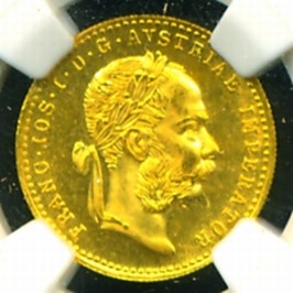1915 AUSTRIA HUNGARY GOLD COIN 1 DUCAT NGC CERTIFIED GENUINE & GRADED 